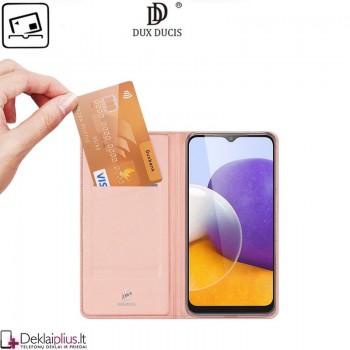 Dux Ducis dirbtinės odos atverčiamas dėklas - rausvas (telefonui Samsung A22 5G) Dux Ducis dirbtinės odos atverčiamas dėklas - rausvas (telefonui Samsung A22 5G)